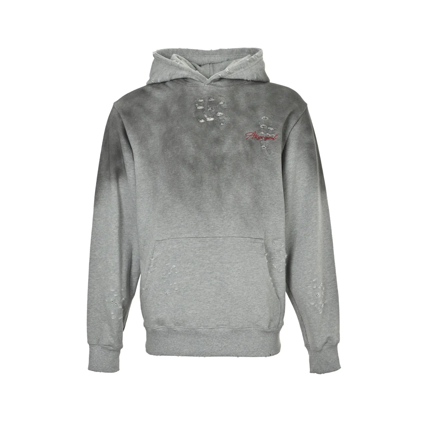 Louis Vuitton/Louis Vuitton 25Fw back floral embroidered washed hole hooded sweatshirt